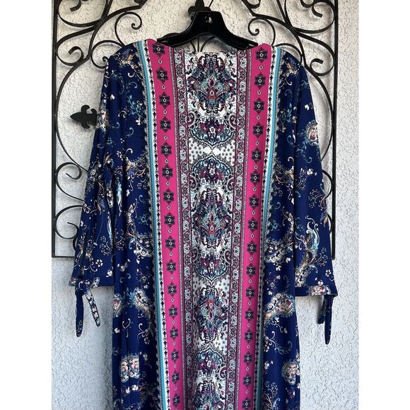 Chico’s Medallion Print Tie Sleeve Dress - Size 1= Medium Or 8 - Multicolored - Picture 7 of 11